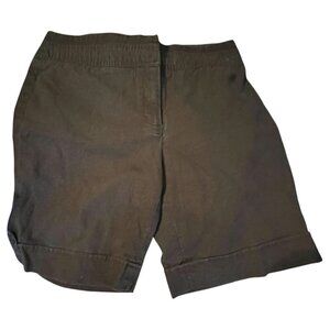 Willi Smith Women's Stone Washed Linen Blend Brown Casual Shorts Cuffed Hem 10